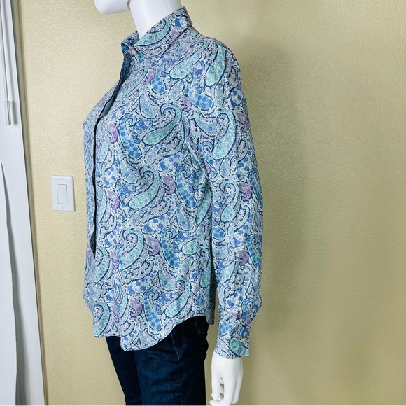 Liberty of London Shirt Sz 12 Blue Paisley Long Sleeve Button - Picture 2 of 12